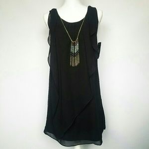 A. BYER Black ruffle sheer dress - Make an offer!
